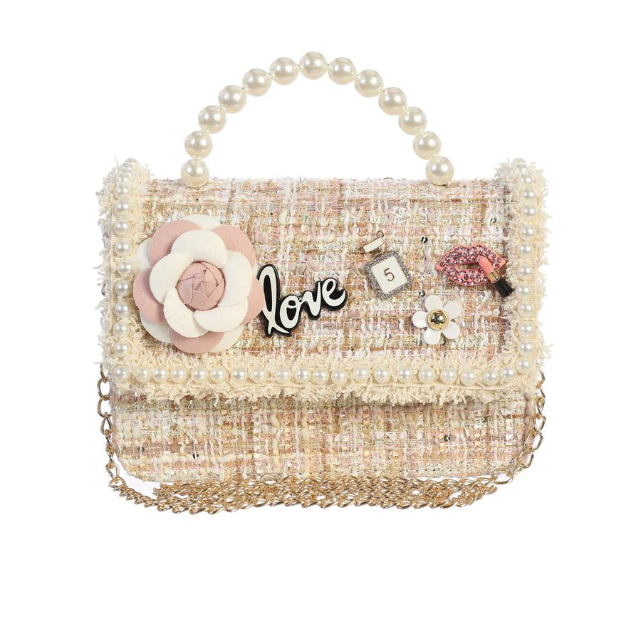 Tweed Purse with Pearl Handle | Nude – 