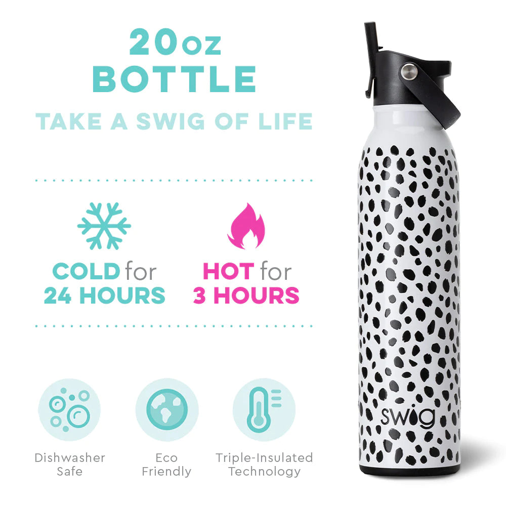 Swig Life 20oz Flip + Sip Bottle | Insulated Stainless Steel Water Bottle  with Straw | Hot Pink