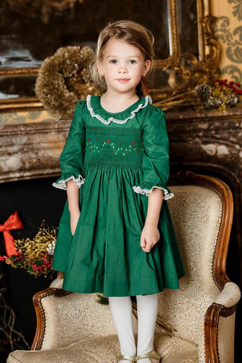 Margaret Long Sleeve Smocked Christmas Dress