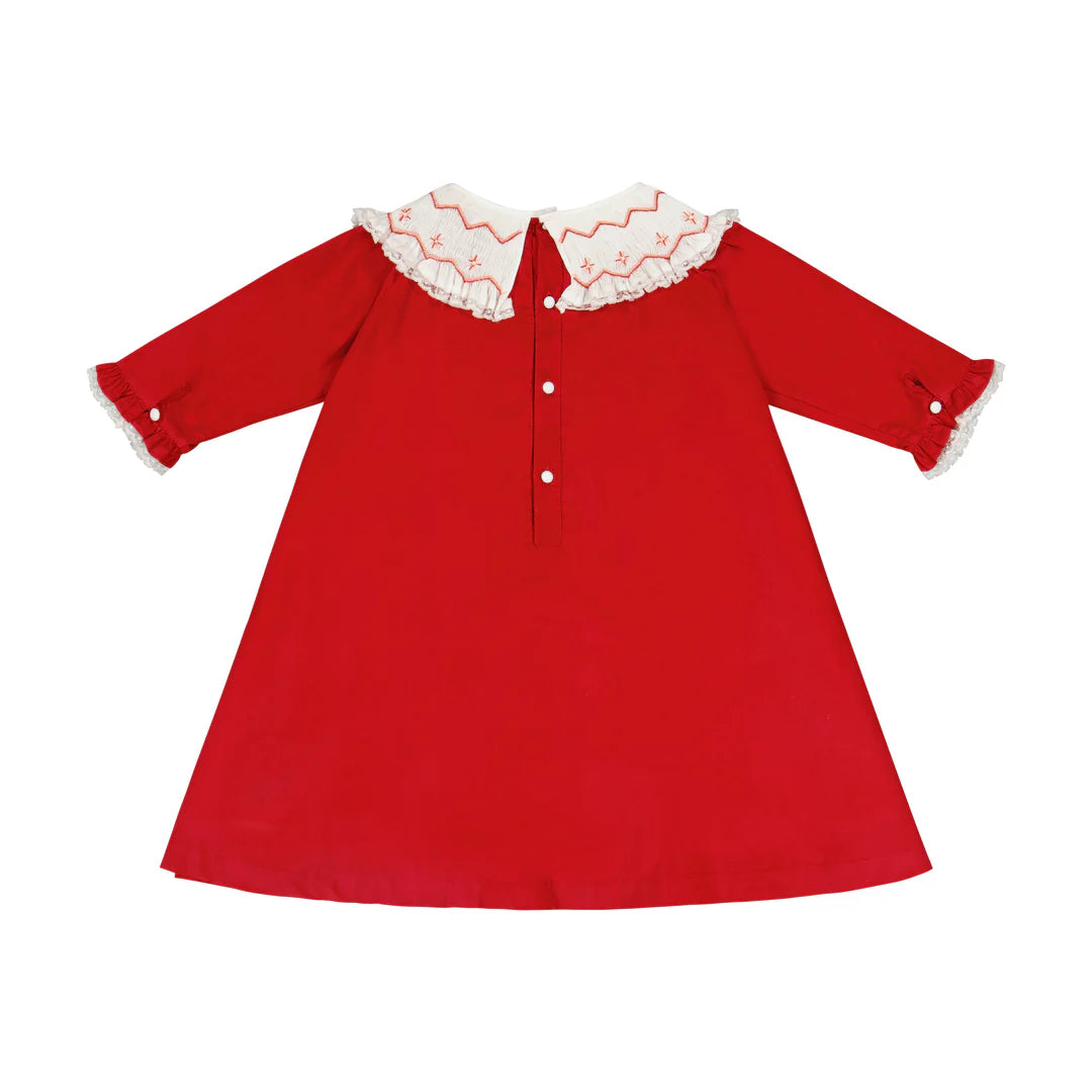 Celeste Corduroy Long Sleeve Bishop Dress | Red 5T