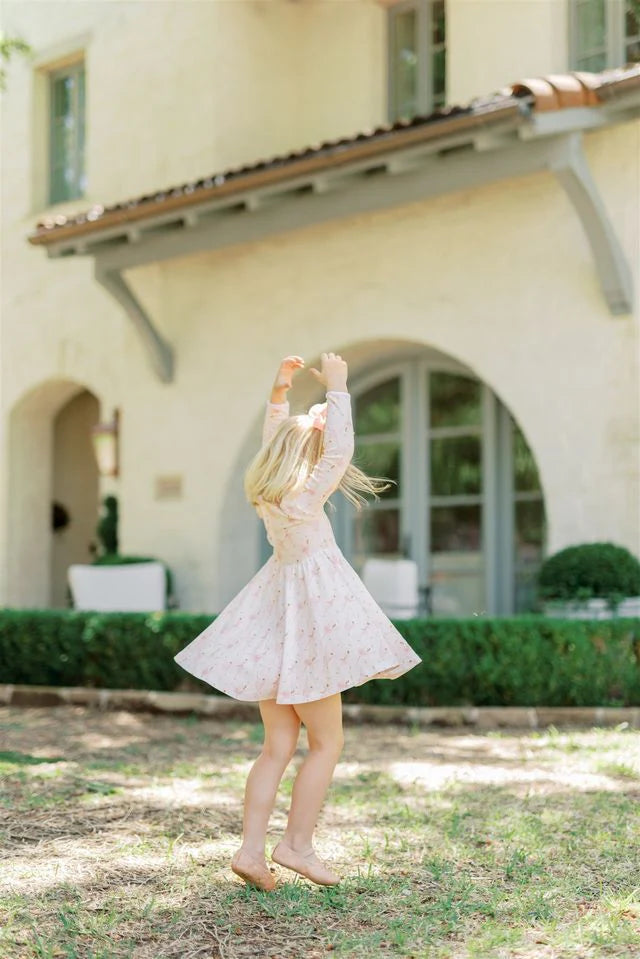 long sleeve twirl dress Ballerinas 5 Holidays COLOR:SILVER MULTI Made from bamboo for Anne Klein Linen-Blend Midi
